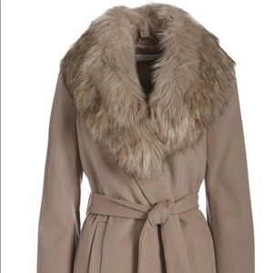 Brown Sugar Faux Fur Flora Wool Blend Coat (New)